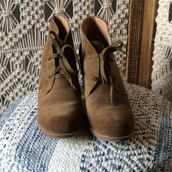 Franco Sarto taupe Brown Suede Lace-up booties - Picture 2 of 8